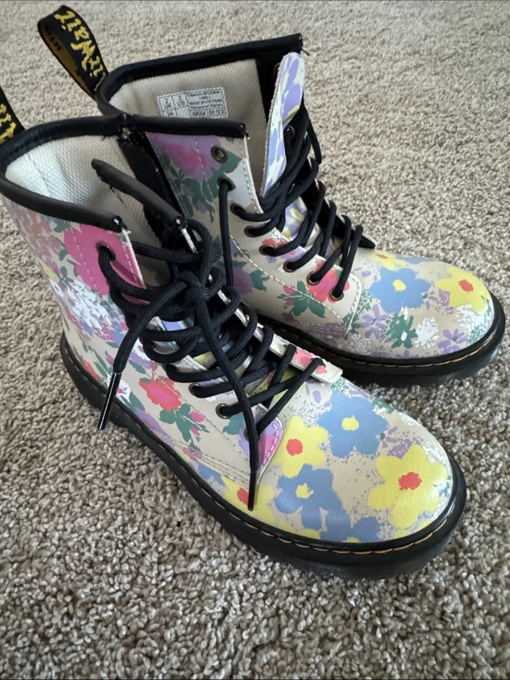 Dr. Martens Pastel Floral Lace-Up Combat Boots